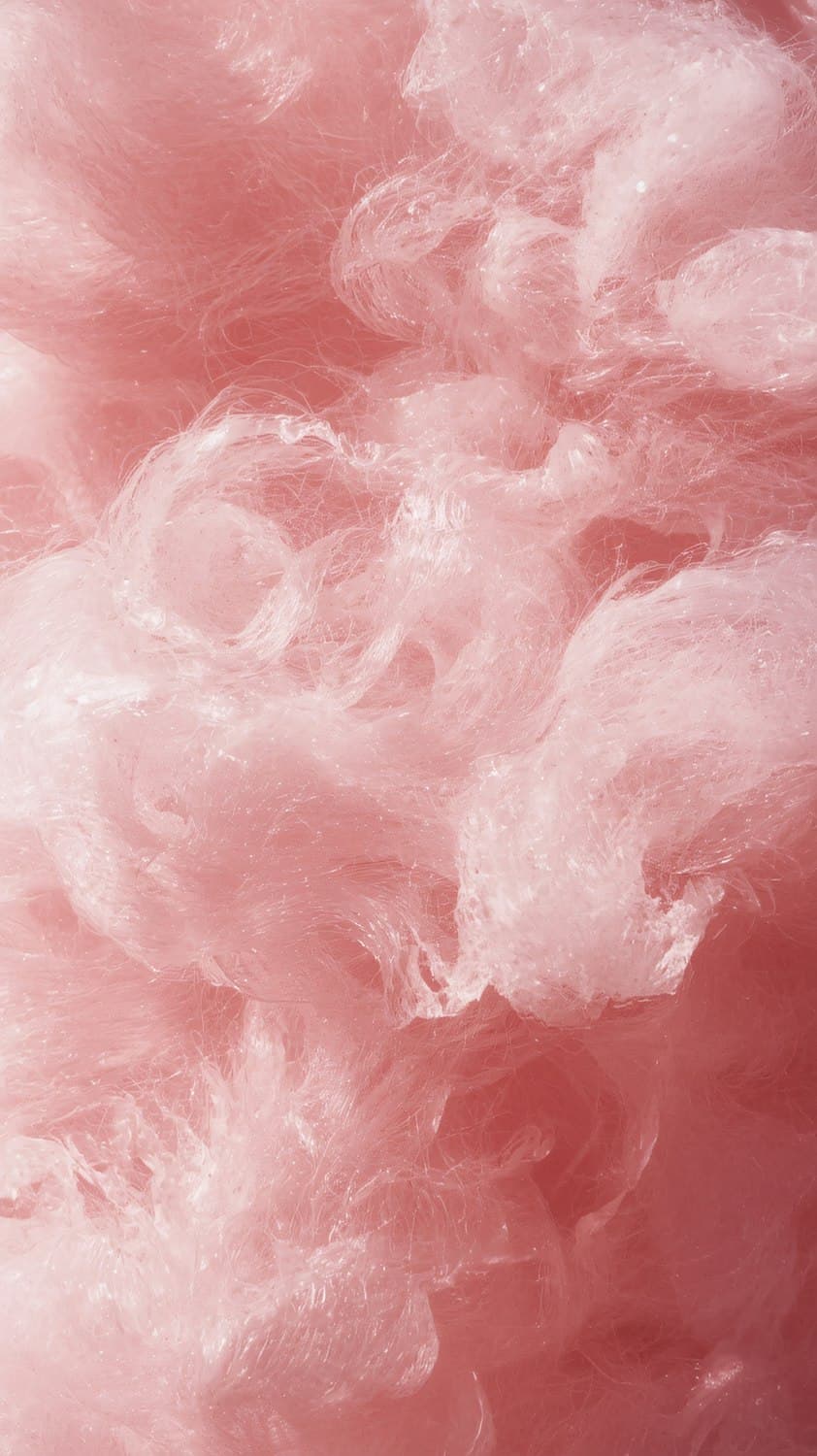 A close-up of fluffy pink cotton candy